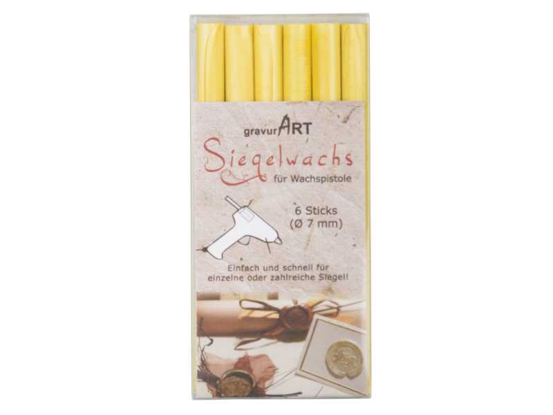 Siegelwachs (flexibel) für Pistole 7 mm, 6-er Pack Gelb-perl.